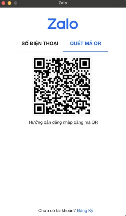 Đăng nhập vào Zalo qua việc quét mã QR